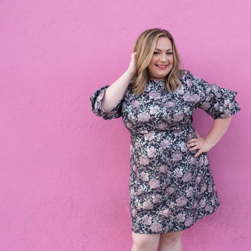 Eloquii Brocade Iridescent Floral Dress